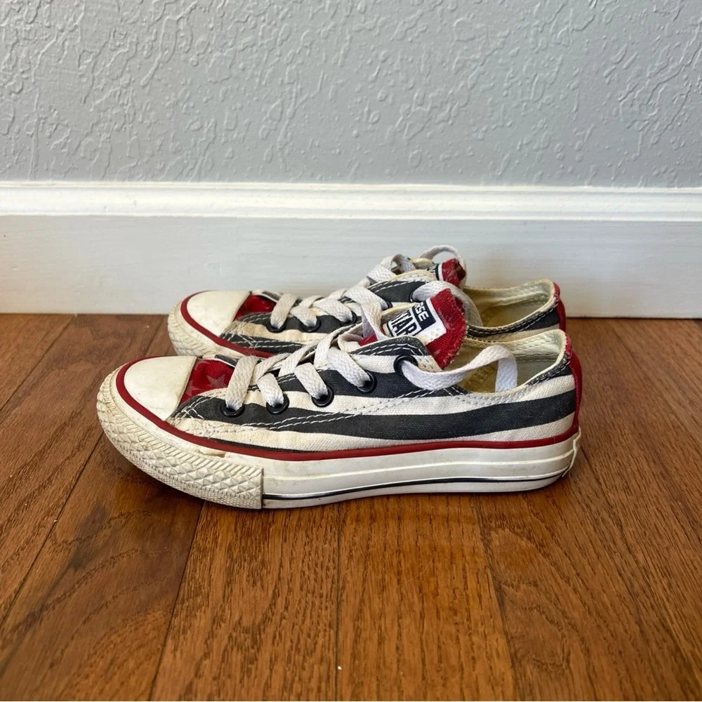 Converse Sneakers American Flag Girls Or Boys Size 12 Red White Blue 4th Of July
